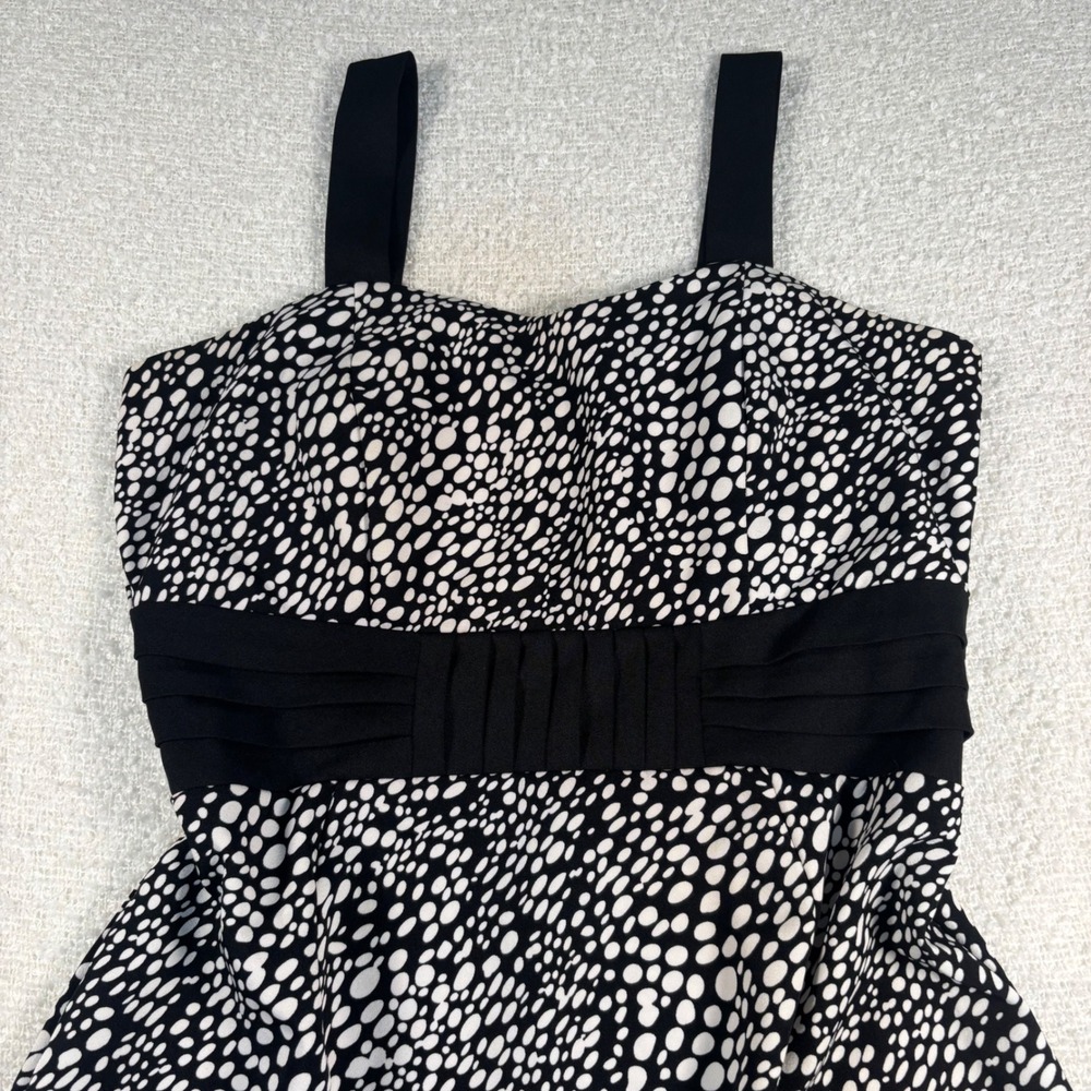 olivia matthews Y2K black white polka dot midi dress quirky retro office siren - Picture 2 of 8